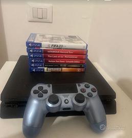 PS4 Slim + 6 Giochi + Joystick Blu