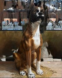Scultura di cane boxer