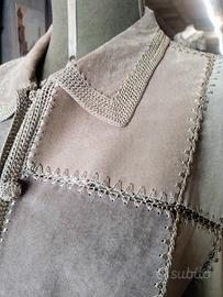 giacca in camoscio rifinita ad uncinetto tg.48/50