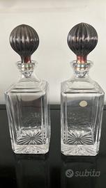 Coppia decanter in cristallo con tappi neri