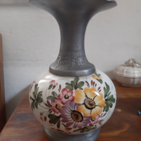Vaso in ceramica e peltro