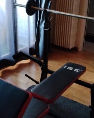 panca multifunzione+bilanciere+manubri+pesi