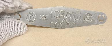 Antica targa bicicletta con fascio littorio 1938