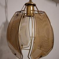 Lampadario sospensione in vetro struttura ottone.