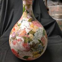 DAMIGIANETTA IN VETRO DECORATA TECNICA DECOUPAGE