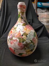 DAMIGIANETTA IN VETRO DECORATA TECNICA DECOUPAGE