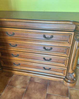 Comò 4 Cassetti Stile Classico Legno Noce