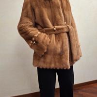 Giaccone in pelliccia visone gold con cintura