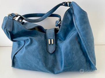 Borsa in pelle blu