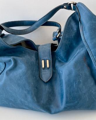 Borsa in pelle blu