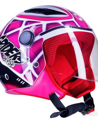 CASCO MOTO DEMI JET BAMBINO ROSA SPIDER MAN
