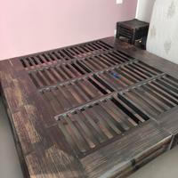 Letto matrimoniale giapponese in bambu' noce scuro