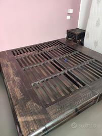Letto matrimoniale giapponese in bambu' noce scuro