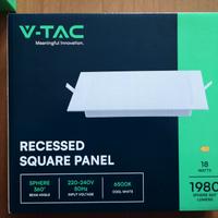 faretto led incasso v-tac 18w 6500k quadrato 