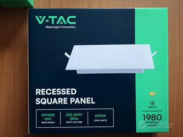 faretto led incasso v-tac 18w 6500k quadrato 