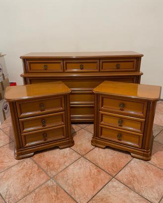 Camera da letto in legno – Comò + 2 comodini