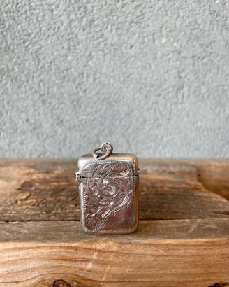 Portafiammiferi antico argento sterling 925 1899