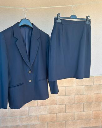 Tailleur vintage Completo giacca con gonna blu.