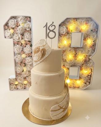 Allestimento Diciottesimo: Torta finta+ Numeri 18