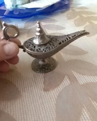 lampada di aladino ferro porta incenso 11,5x4x7,5c