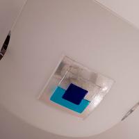 Lampadario vetro bianco e blu