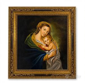 Quadro Madonna con Bambino, cornice dorata batocca