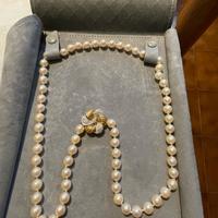 COLLANA PERLE CON   FERMAGLIO ORO BRILLANTINI