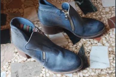 Stivaletti donna vera pelle blu