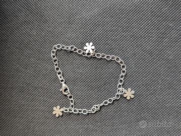 Braccialetto argento 925 con charm fiori 