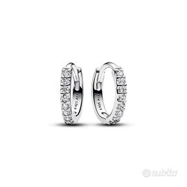 PANDORA Orecchini Cerchi Piccoli Pavè Argento