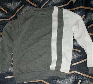 Felpa grigia e bianca bicolor girocollo casual