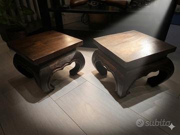 Coppia tavolini Opium legno massello restaurati