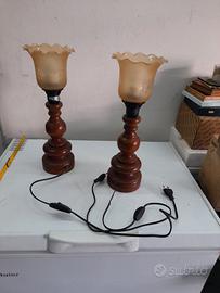 Coppia di Lampade da Tavolo Vintage in Legno