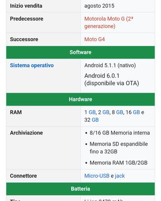smartphone cellulare Motorola G3