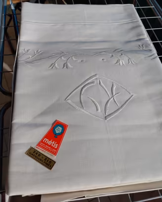 Lenzuolo MÉTIS Fleur Bleue Vintage Lino Cotone