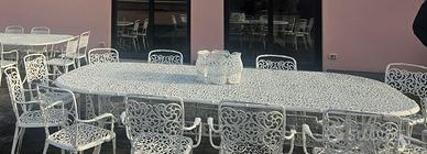Set giardino shabby chic in alluminio/ferro bianco