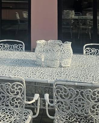 Set giardino shabby chic in alluminio/ferro bianco