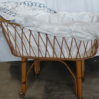 Culla in vimini 1977 con fodera originale