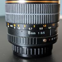 Samyang 8 mm f3,5 attacco Pentax