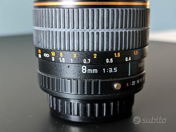 Samyang 8 mm f3,5 attacco Pentax