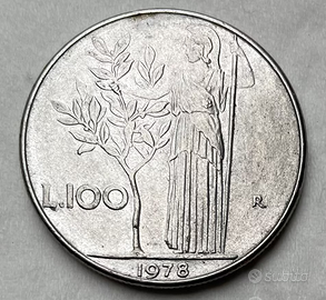LIRE 100 del 1978 Repubblica Italiana