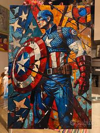 Quadro pop art su alluminio 40x60- Capitan America