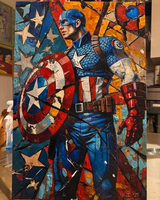Quadro pop art su alluminio 40x60- Capitan America