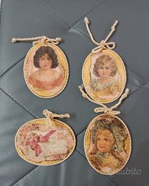 Lotto di piccole Icone stile vintage in decoupage