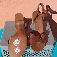 sandali BATA tacco 6,5 n° 39 pelle made in Italy