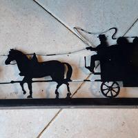 Insegna ferro intagliata butteri cavalli carrozza 