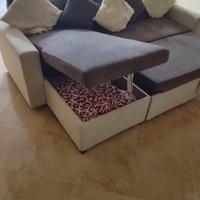 Divano letto contenitore + 3 cuscinoni + 5 cuscini