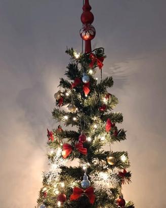 Albero di Natale 210 cm Pre-illuminato con Addobbi