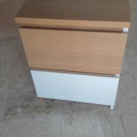 Comodino Ikea legno bianco due cassetti