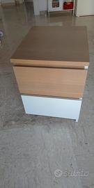 Comodino Ikea legno bianco due cassetti